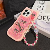 Coques de téléphone BAILI tendance avec oreilles de chat, nœuds en résine et chaîne de perles pour Moto G Power 2022