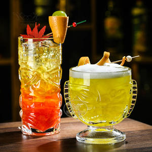 Clear Hawaii Style Copa de vidrio para beber sin plomo para cócteles 15oz 450mL Copas transparentes de cóctel <span class=keywords><strong>Tiki</strong></span> Cristalería de vino exótico - Product Image 6