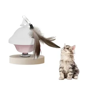 Jouet pour chat automatique en plastique à succès, avec plumes et clochette, design interactif, fixation par ventouse, soulage le stress, pour le jeu des animaux de compagnie - Product Image 3