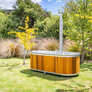 2-4人用ウッドファイアードレッドシダー木製屋外温水浴槽スパウッドファイアードバレルキットセット - Product Image 6