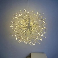 Boule de feux d'artifice LED suspendue, fil de cuivre, étoile explosive, décoration de Noël, vente en gros