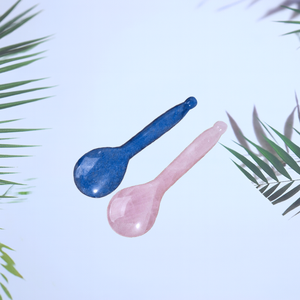 Espátula grande de cuarzo de fresa, maquillaje de cara larga, forma de cuchara Gua Sha, raspador de piedra de <span class=keywords><strong>Jade</strong></span> cosmético, masajeador Facial, cucharas largas - Product Image 5