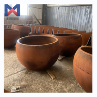 Jardinière en métal 100 cm Pot à fleurs rond en acier corten Pots à fleurs en métal