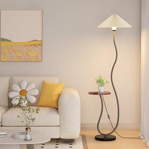 مصباح أرضي زخرفي ذكي حديث مع رف لاسلكي شحن سريع لغرفة المعيشة وغرفة النوم بجانب السرير مصباح أرضي ليد - Product Image 4