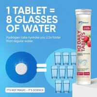 Tablettes effervescentes d'eau hydrogénée moléculaire H2 à dissolution rapide, saveur framboise naturelle, fabrication OEM ODM, marque privée