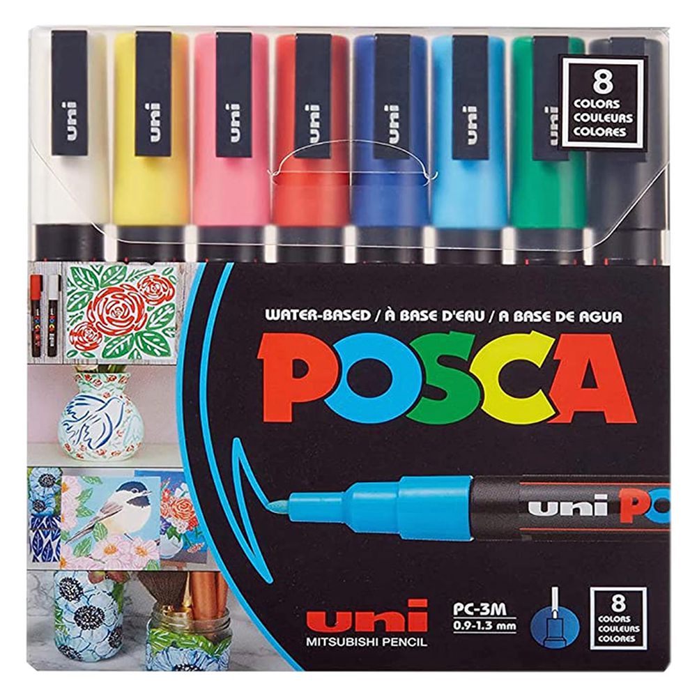 Uni Posca PC-3M акриловые маркеры с двусторонними наконечниками для художественных принадлежностей, тканевых красок, маркеры для ткани