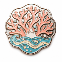 Émail souple personnalisé Corail Vague du Mont Fuji avec placage nickel, sculpture artistique, design ange, cadeau de collection