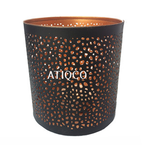 Atiqco Élégant Porte-bougie Votive en Fer Noir Perforé Décoration de Table Haute Qualité Prix de Gros Nouvelle Arrivée Décoration Maison Bougie - Product Image 1
