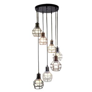 Nórdico moderno dúplex hierro multi cabeza combinación loft estilo industrial escalera larga <span class=keywords><strong>Granada</strong></span> negro E27 escalera lámpara colgante - Product Image 1