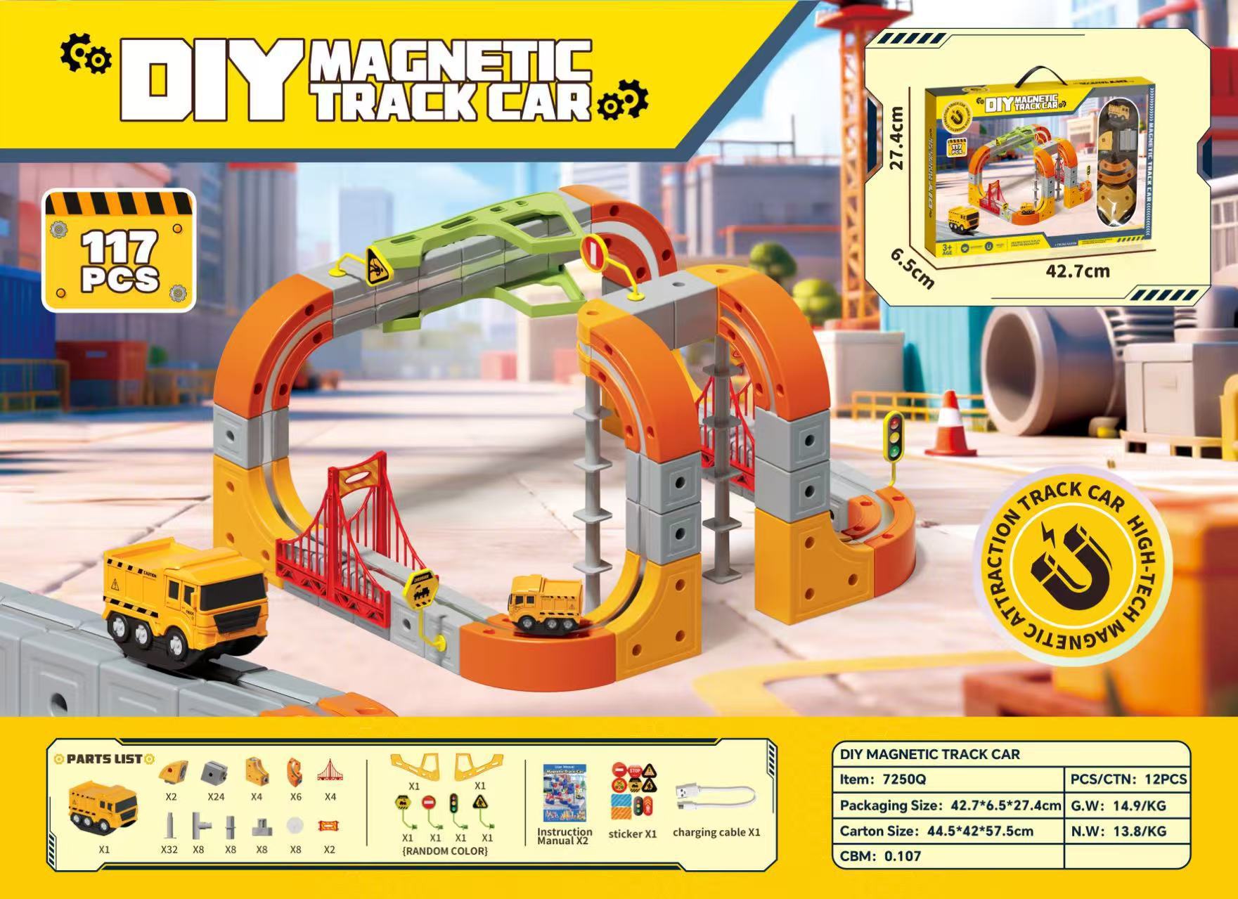 117 piezas, vagón de ferrocarril estéreo (vehículo de ingeniería) 7250Q