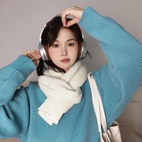 Écharpe chaude d'hiver pour femmes avec logo personnalisé OEM Écharpe tricotée à rayures de couleur unie multicolore Accessoire à la mode