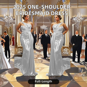 S0101A moderno multicolor un hombro sin mangas dama de honor apliques sirena fiesta satén <span class=keywords><strong>vestido</strong></span> de novia - Product Image 3