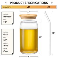 Bouteille d'eau en verre borosilicate personnalisable avec LOGO, réutilisable, avec couvercle en bambou et paille, en forme de canette