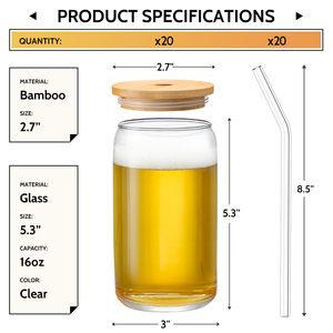 Biểu tượng tùy chỉnh Tumbler thủy tinh borosilicate cao có thể cốc, thủy tinh tái sử dụng drinkware nắp tre và rơm có thể hình cốc thủy tinh - Product Image 6