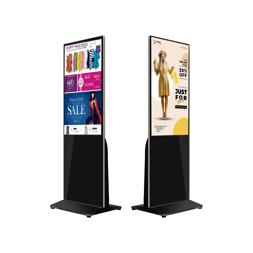 Termasuk perangkat lunak interaktif sistem android vertikal berdiri lantai lcd dalam ruangan digital signage dan media display player