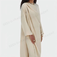 Ensemble 2 pièces décontracté et modeste sur mesure en tissu naturel doux, tunique longue et pantalon palazzo, pour femmes musulmanes - Fabricant