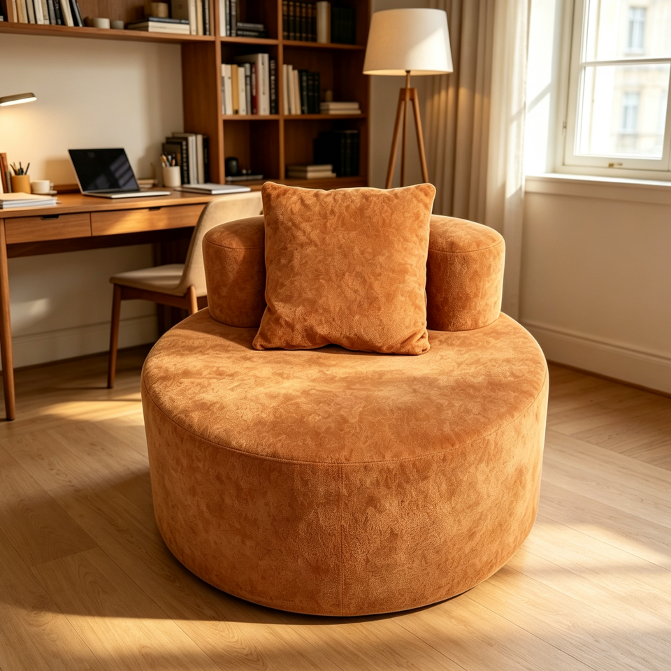 Sunroom Living Supply Barrel Form Round Lounge Sofa With Loose Square ...