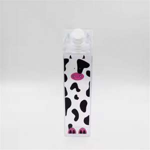 New Design <b>BPA</b> <b>Free</b> 500Ml 1000Ml Plastic Cups Clear Transparent Acrylic Square Milk Box Carton Shaped <b>Water</b> <b>Bottle</b> With Cap - Product Image 3