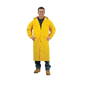 Reusable rain wear with buttons for hiking camping travelling yellow PVC Raincoat