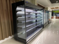 Vitrine réfrigérée commerciale à rideau d'air, température unique, refroidisseur ouvert, contrôle numérique, dégivrage automatique pour boissons et produits laitiers