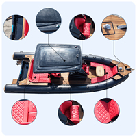 Yacht de sport électrique de luxe CE HAHOA RIB760, coque rigide gonflable, double coque en V profond, plancher en fibre de verre, acier plastique, pêche