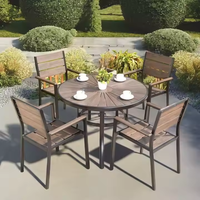 Table et Chaises d'Extérieur Rondes en Bois Composite Économiques en Gros pour Cour et Balcon, Ensemble Imperméable