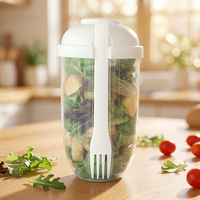 Tasse à salade moderne en plastique PP durable avec fourchette et couvercle, portable, multifonction, pour fruits, légumes, repas, yaourt et régime minceur