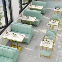 Ensemble table et chaises de café en marbre moderne, canapé, banquette, mobilier pour restaurant