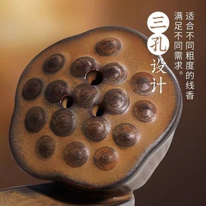 陶瓷莲花香炉，用于家庭室内空气净化，莲花香座 - Product Image 3