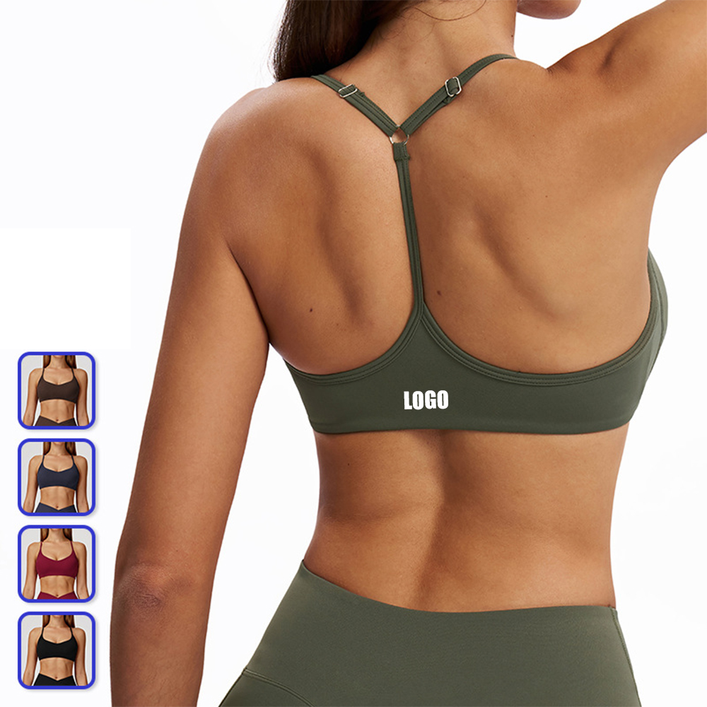 Women Adjustable Strap Yoga Bra Tops Lady Gather H-back Crop Sport Vests Female Shockproof Sleeveless Running Crop Tops