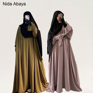 कस्टम प्लस आकार निदा अबाया, रफ़ल आस्तीन और जेब थोक सामान के साथ महिलाओं मुस्लिम पोशाक रामदान अबाया - Product Image 1