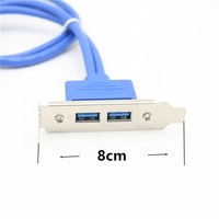 Panel Belakang Wanita 50Cm 2 Port USB 3.0 Adaptor Kabel Header 20pin dengan Braket Pelat Slot PCI Tersedia