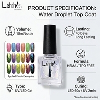 Lehchis Water Drop Top Coat Gel Nail Polish Set 15ml Effet 3D Viral Sans HEMA ni TPO Végan Sans Résidu Effet Miroir USA