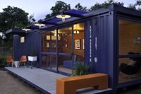 Maison de conteneur modulaire préfabriquée avec façade en verre de style moderne pour hôtel