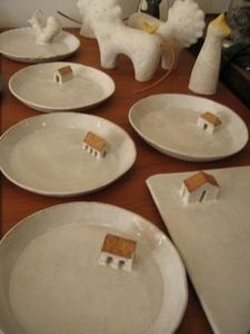 Design 3D pupazzo di neve natale <span class=keywords><strong>casa</strong></span> albero design piatto in ceramica per insalata di dessert - Product Image 3