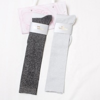 Chaussettes Hautes Mi-Mollet Brillantes Fines Gris et Blanc Pailleté Tendance en Gros pour Femme