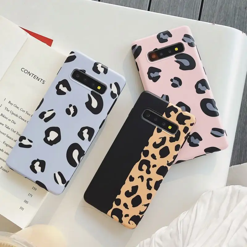 Soft Phone Case For Samsung Galaxy S10 S9 S8 Plus S20 5G Leopard Print Slim Shockproof Matte Silicone Cover