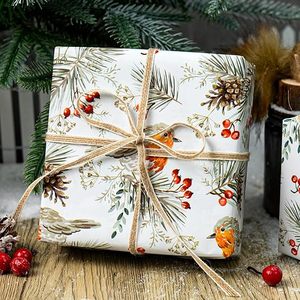 Winter watercolor cute bird pine cone red berries pattern copperplate packaging <b>paper</b> for daily use gift <b>wrapping</b> Christmas - Product Image 3