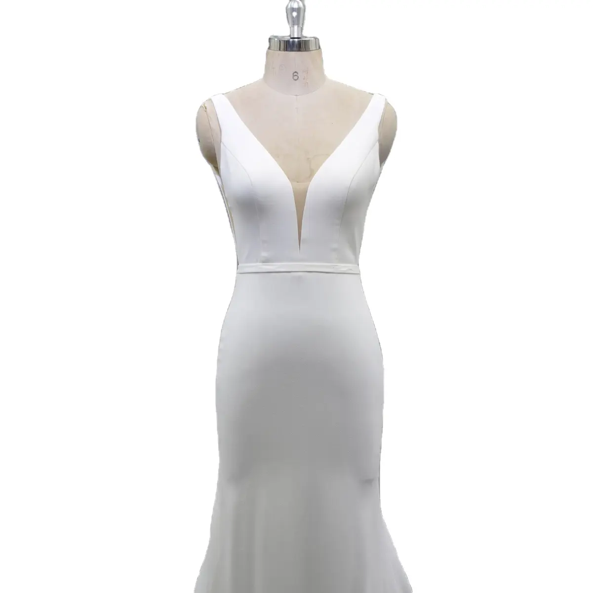 Robe de mariée Simple avec col en V et dos nu, en tissu crêpe, de chine, tendance 2020