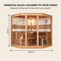 Sauna hybride électrique d'angle Ploutara 250 cm en cèdre canadien, infrarouge traditionnel, certifié ETL et FSC, écologique, préfabriqué
