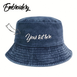 Custom Embroidered Vintage Style <b>Bucket</b> <b>Hat</b> Washed Cotton Classic Retro Cap for <b>Men</b> Women Casual Daily Use for Fishing Ski - Product Image 1