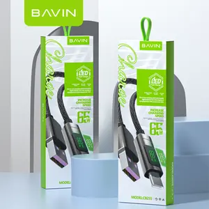 BAVIN CB255 LED 디지털 디스플레이 USB 전화 데이터 동기화 케이블 PD 빛 고속 충전 안드로이드 충전기 케이블 Type-C에 USB-A