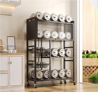 Étagère de rangement de cuisine multifonctionnelle en acier inoxydable, multi-niveaux, pour bols, micro-ondes, casseroles et fours