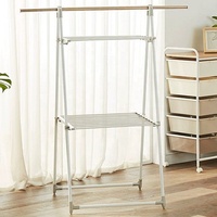 Séchoir à linge pliable avec étagères de rangement, chariot à linge sur roulettes pour chambre, balcon, organisation de placard, usage domestique polyvalent