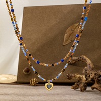 Collier classique rétro en pierres naturelles, plaqué or 18 carats, en acier inoxydable, pierres précieuses, style tendance pour mariage