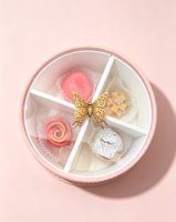 Boîte à dattes en chocolat pour baby shower avec couvercle transparent, boîte à dessert ronde en velours rose brodée, emballage personnalisé pour bonbons de mariage