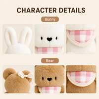 Mini jouet pour chien en peluche Ours et Lapin avec sonnette et papier froissé