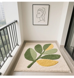 Tapis d'intérieur moderne <span class=keywords><strong>BEHE</strong></span> en microfibre floquée, lavable en machine, rembourré, antidérapant, à poils moyens, motif fantaisie, avec support en TPR, motif floral - Product Image 1