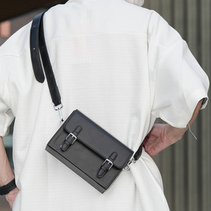Sac bandoulière Prince Bird pour homme, petit sac carré noir pour les voyages de loisirs avec poche pour téléphone - Product Image 1