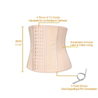 Ceintures amincissantes en latex pour femmes, soutien abdominal post-partum, 9 baleines en acier, respirantes, maintien ferme, 4 rangées, 13 boucles